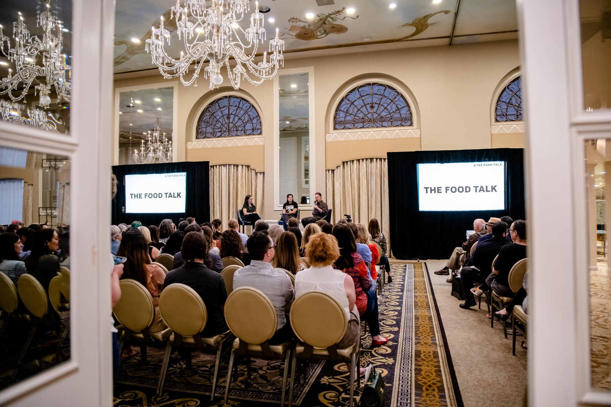Speakers and audience at The Food Talk at the Adolphus