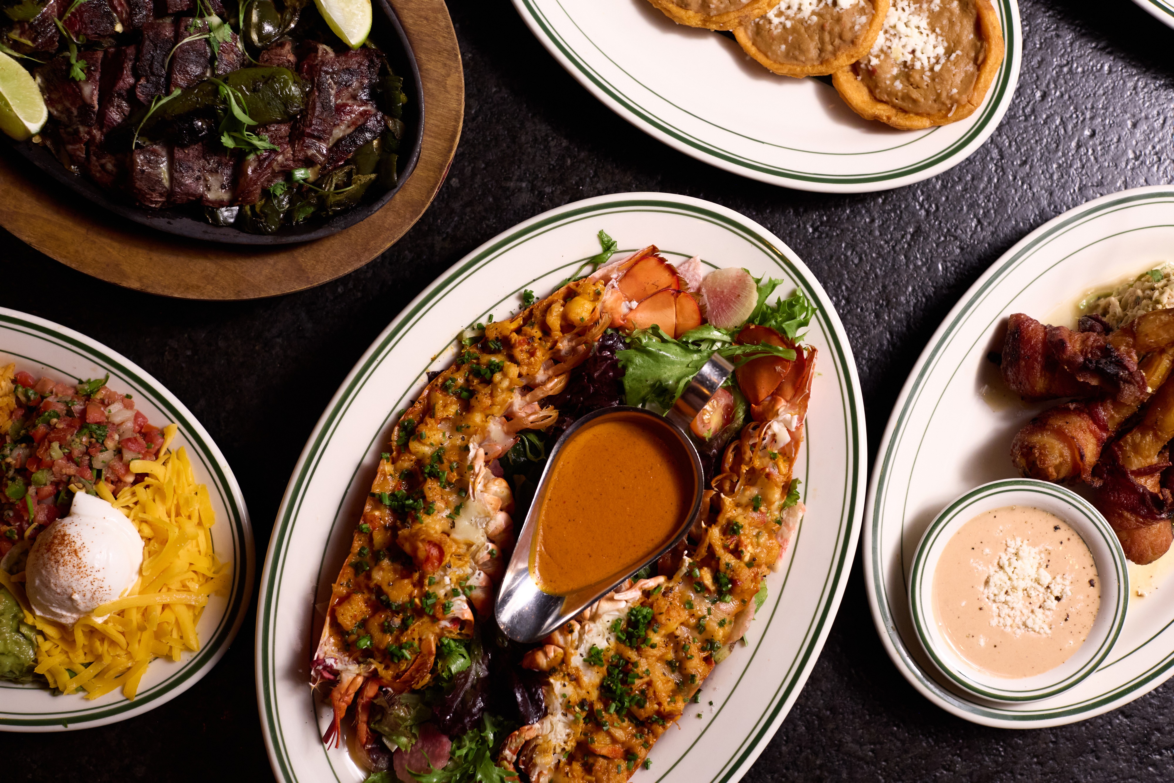 A table of dishes at Las Palmas, photographed by Seth Brammer